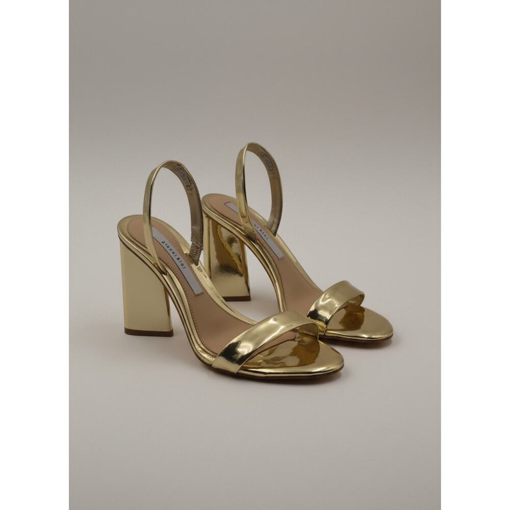 Gianni Bini Dansbie Gold Mirror Metallic Slingback Block Heel Sandals NWOT Sz 8